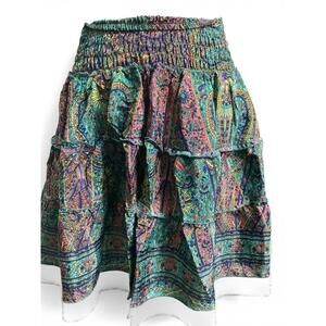 Rhea Layered Paisley Panel Skirt NWT One Size S/M Boho Festival